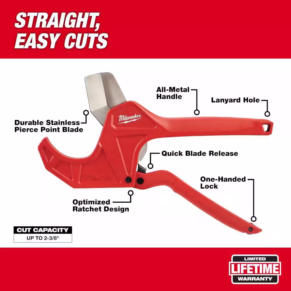 Milwaukee 2-3/8 in. Ratcheting Pipe Cutter with PEX Tubing Cutter