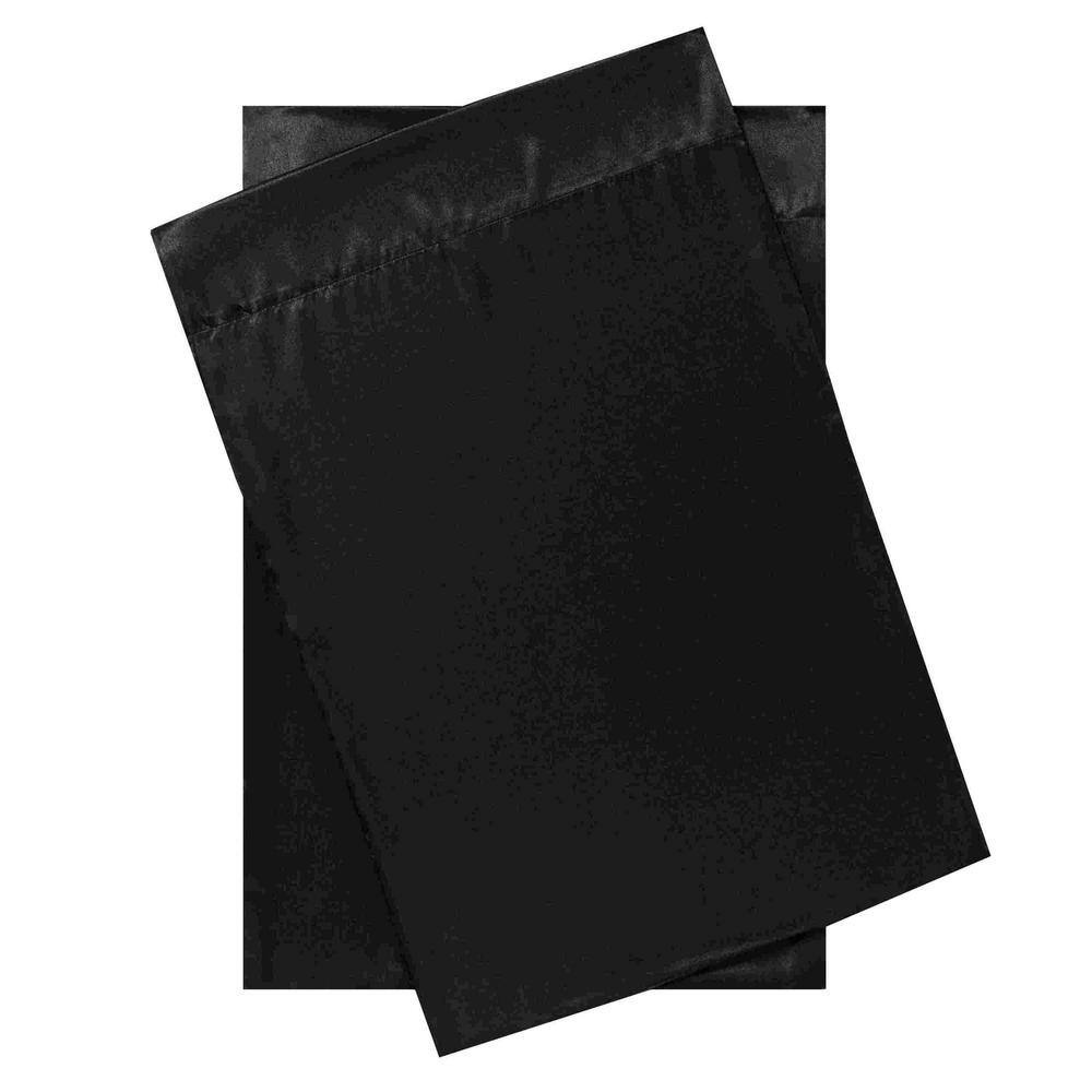 BETSEY JOHNSON Solid Satin 2-Piece Black Microfiber Standard Pillowcase Pair