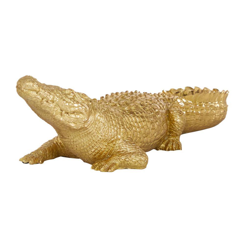 Litton Lane Gold Polystone Crocodile Sculpture