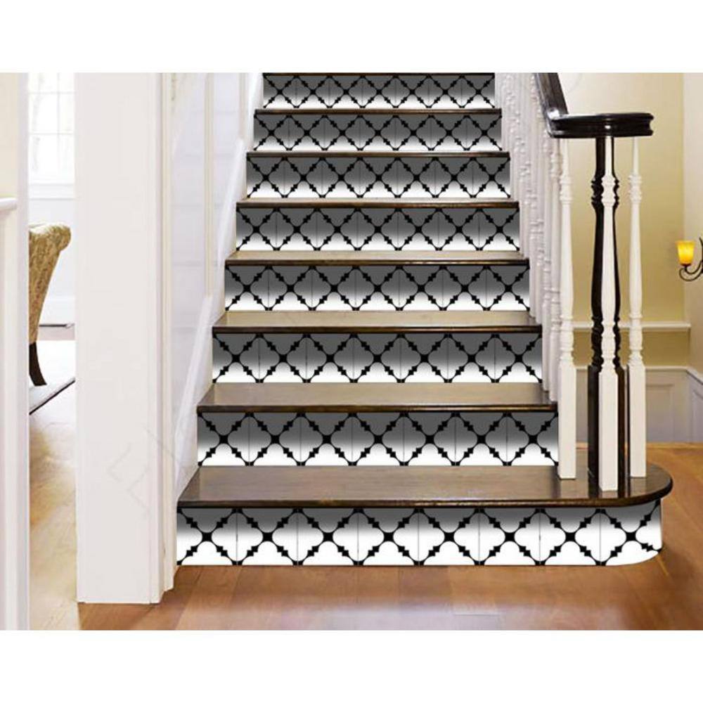 HomeRoots Black/White 6 in. x 6 in. Vinyl Peel and Stick Removable Tile Stickers (6 sq. ft./Pack)
