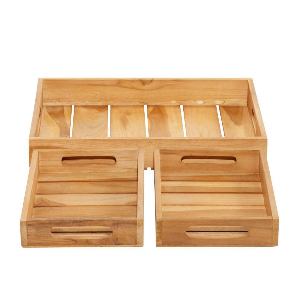 Litton Lane Brown Wood Coastal Trays (Set of 3)