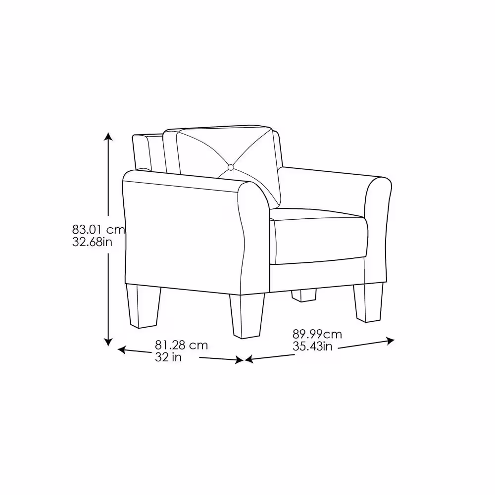 Lifestyle Solutions Harvard Black Microfiber with Curved Arm Chair