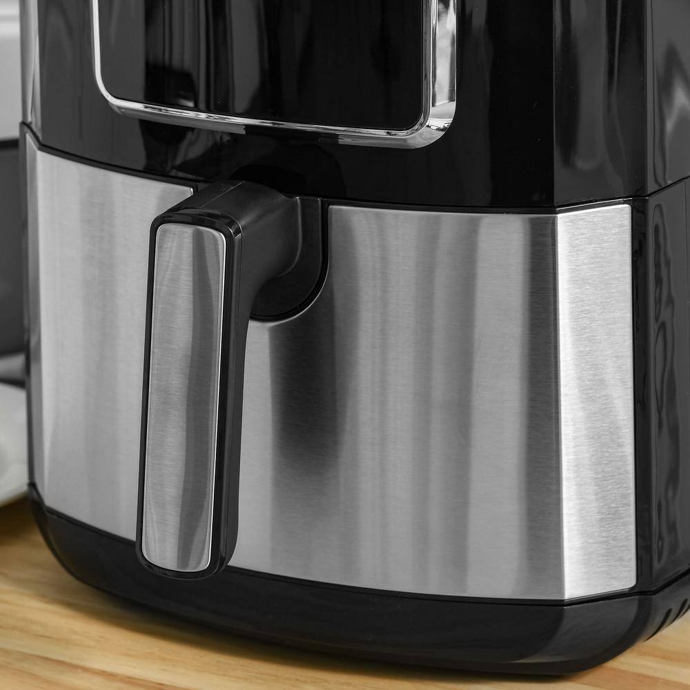 HOMCOM 1700-Watt 6.9 qt. Black Air Fryers Oven with Digital Display, 360Â° Air Circulation, Adjustable Temperature, Timer