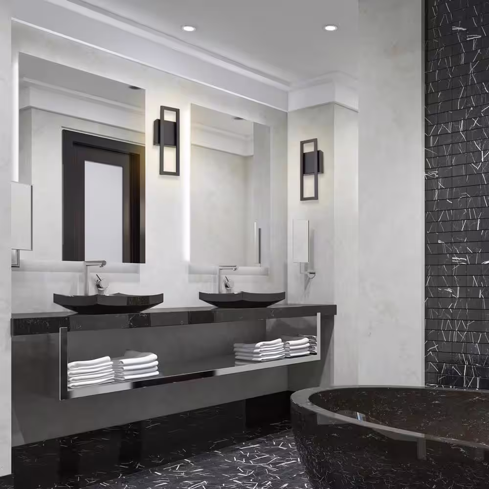 Globe Electric McKay Black Modern Indoor/Outdoor Integrated LED 1-Light Wall Sconce