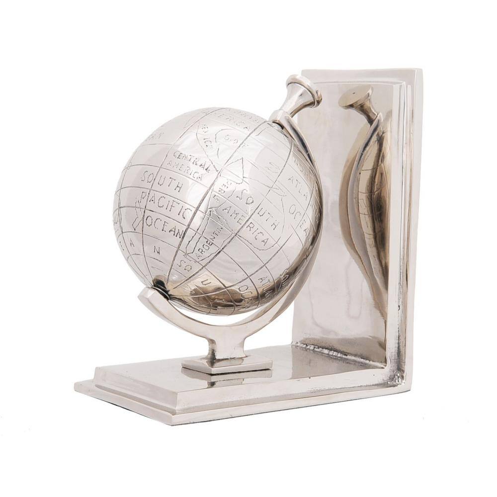 HomeRoots Dahlia Abstract Alum Globe Bookend (Set of 2)