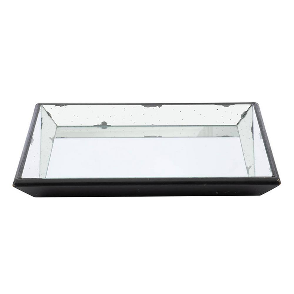 A & B Home 20 in. x 20 in. Decorative Glass Tray in Rustic White