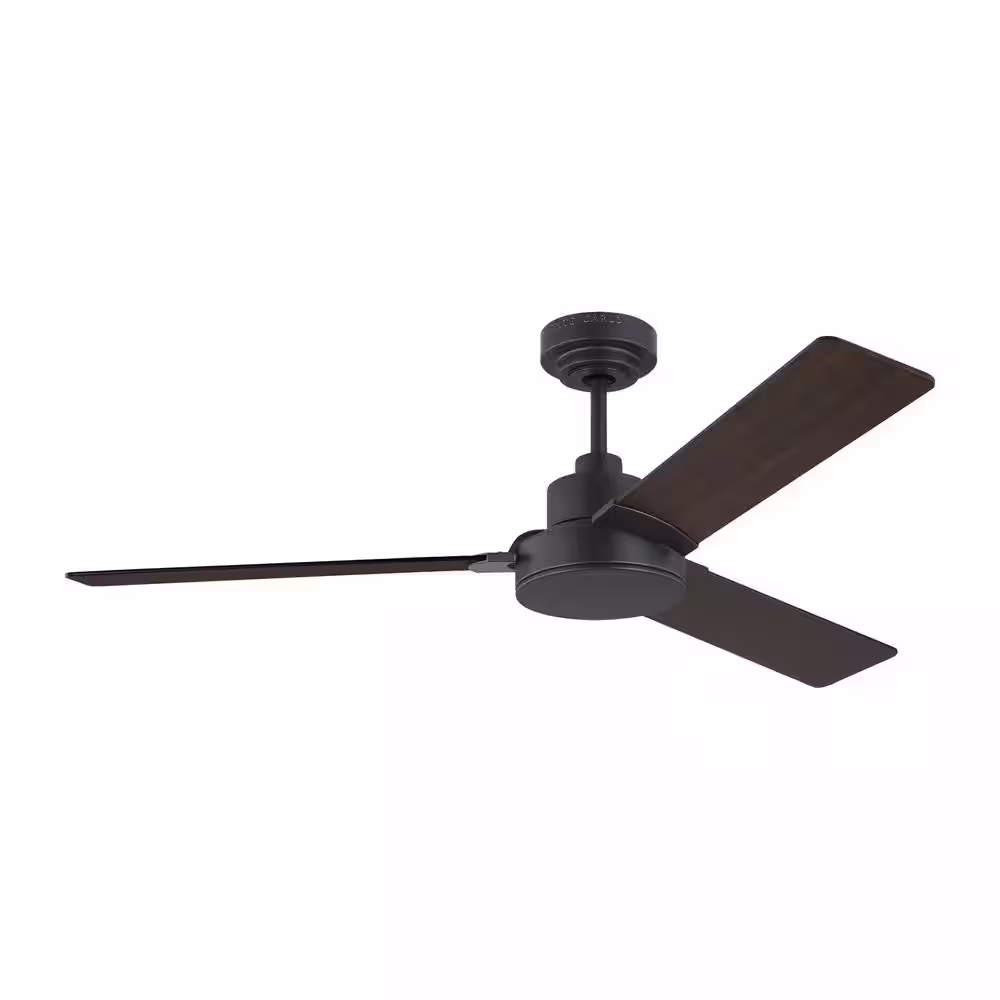 Generation Lighting Jovie 52 in. Indoor/Outdoor Midnight Black Ceiling Fan with Wall Control and Manual Reversible Motor