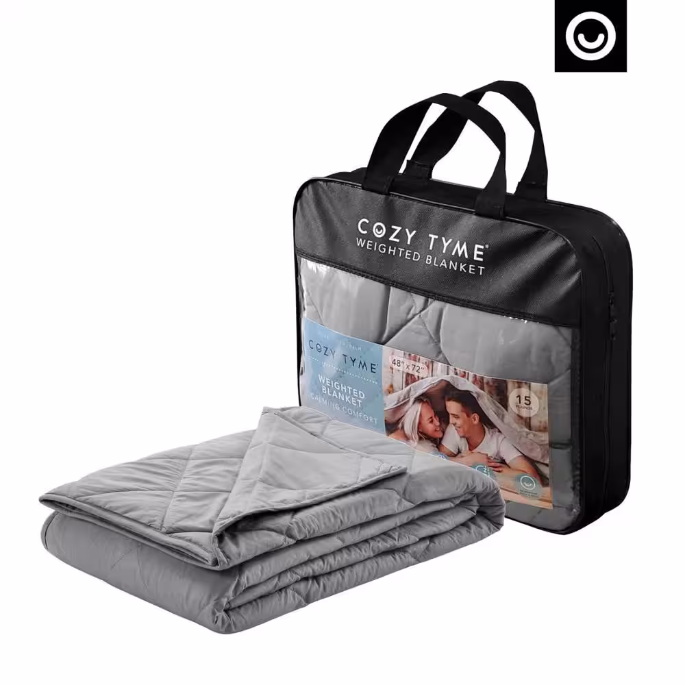 COZY TYME Davu Grey Polyester Standard Fur 41 in. x 60 in. 6 Pound Weighted Blanket