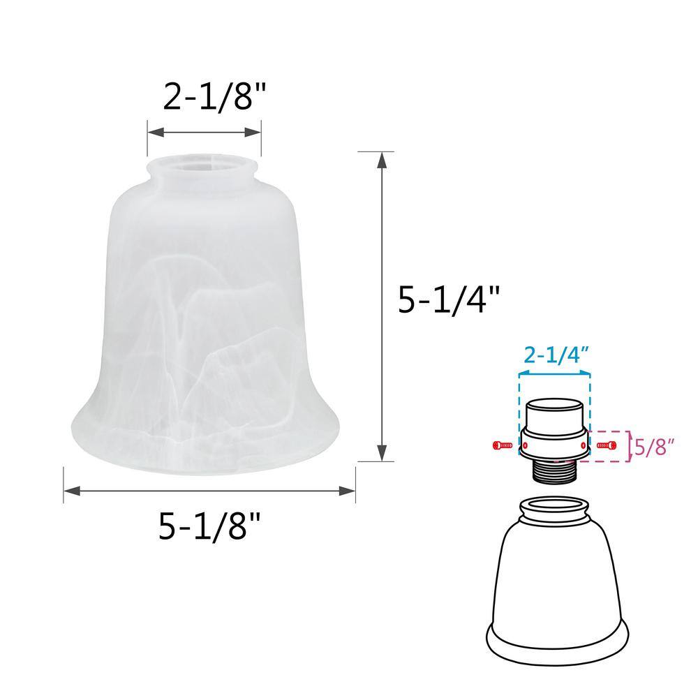 ASPEN Creative CORPORATION:Aspen Creative Corporation 5-1/4 in. Alabaster Bell Shaped Ceiling Fan Replacement Glass Shade (4-Pack)