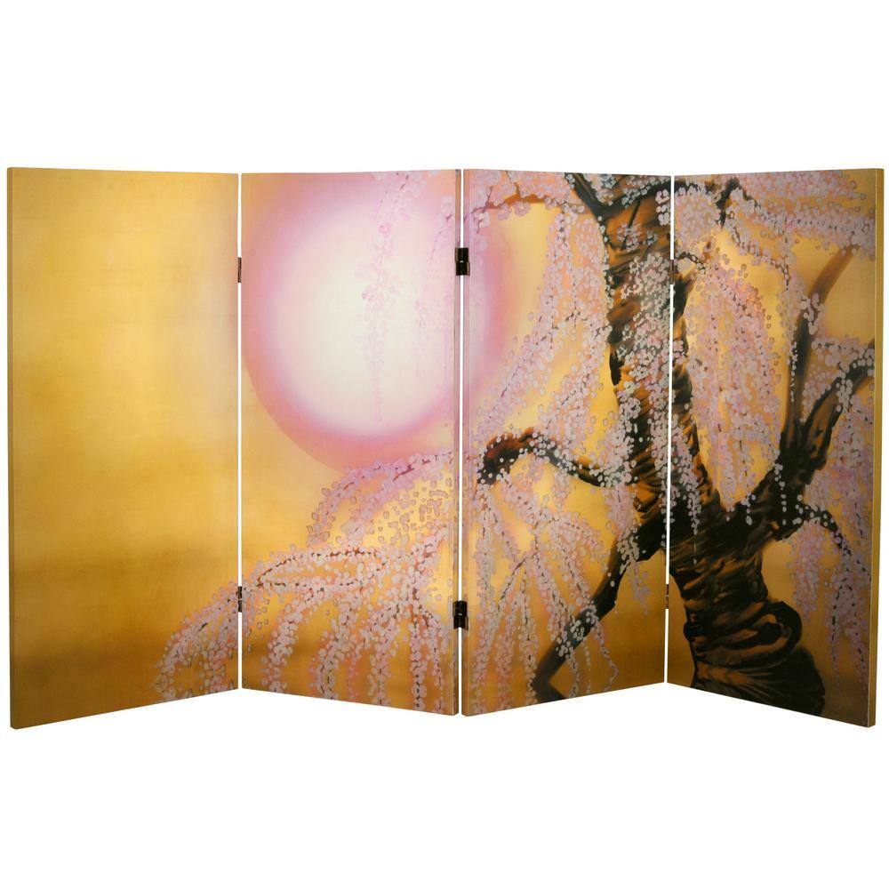 Oriental Furniture 3 ft. Printed 4-Panel Room Divider
