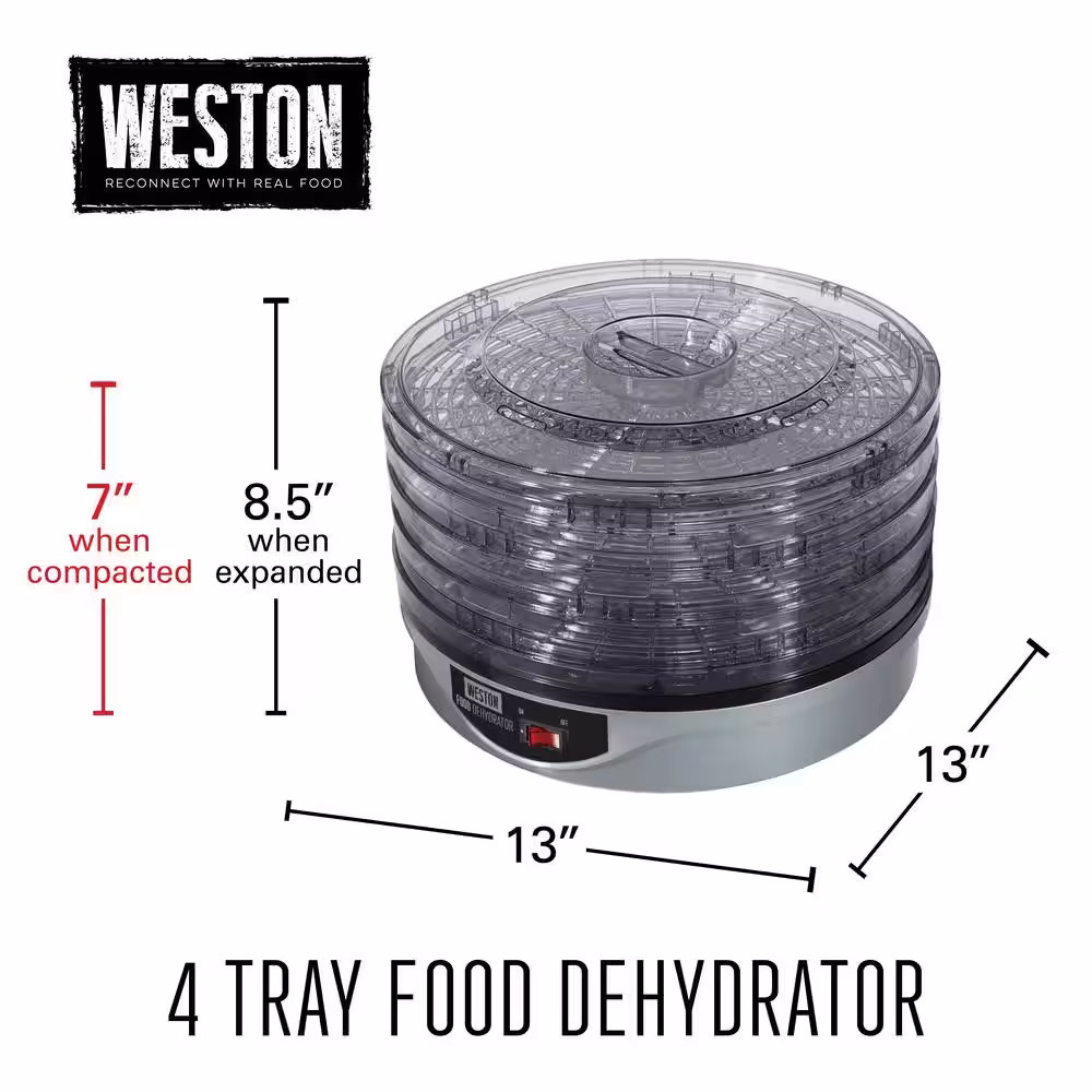 Weston 4-Tray Silver Food Dehydrator