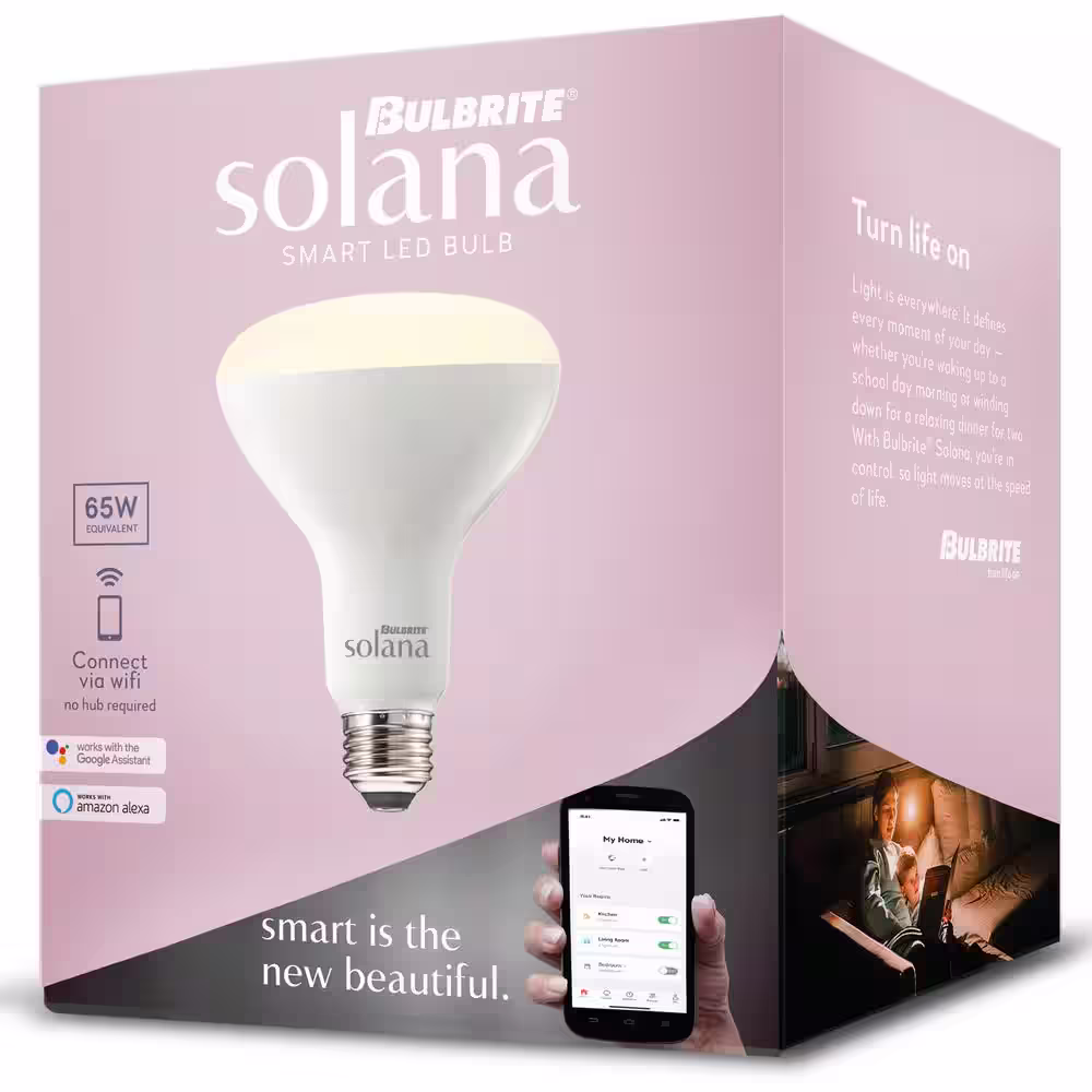 Bulbrite Solana 65-Watt Equivalent BR30 Smart WIFI Connected LED Light Bulb, Frost (2-Pack)