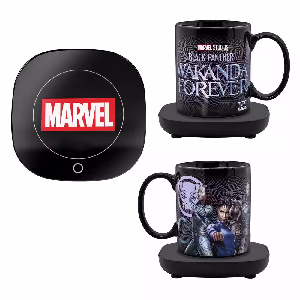Uncanny Brands Marvel's Single- Cup Black Drip Coffee Maker Panther Wakanda Forever Coffee Mug with Warmer for Your