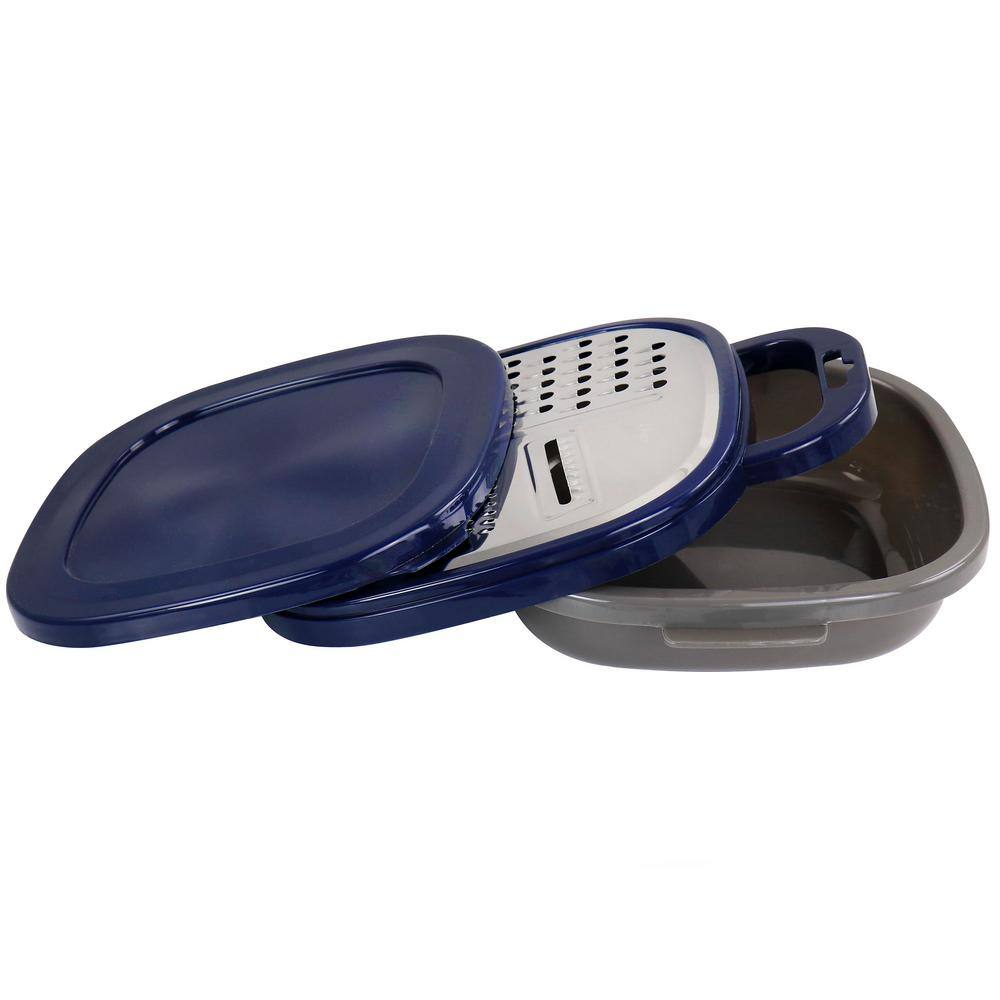 Oster Flat Blue Marine 3-Piece Grater and Container Set in Navy