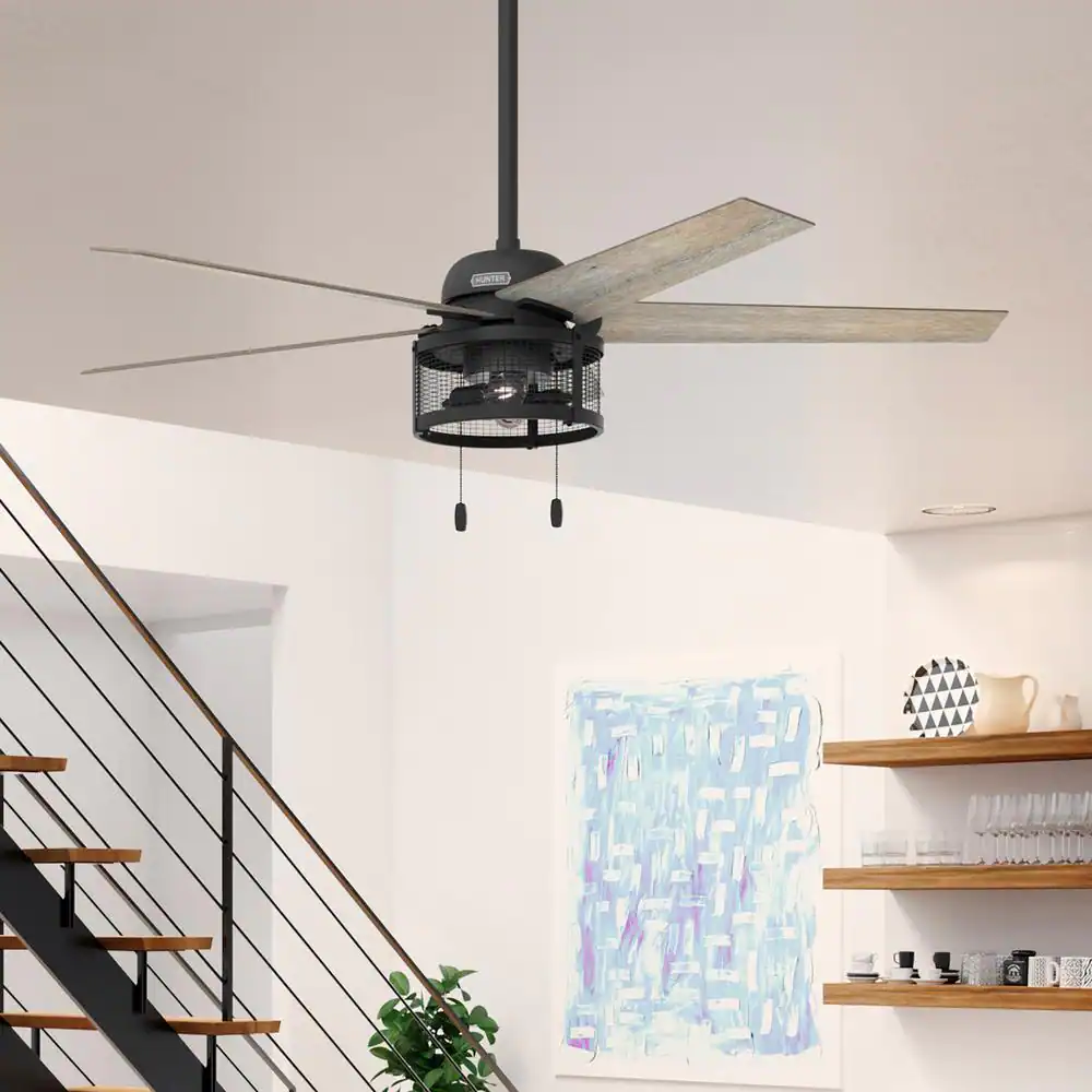 Hunter Belvedere 52 in. Indoor Matte Black Ceiling Fan with Light Kit