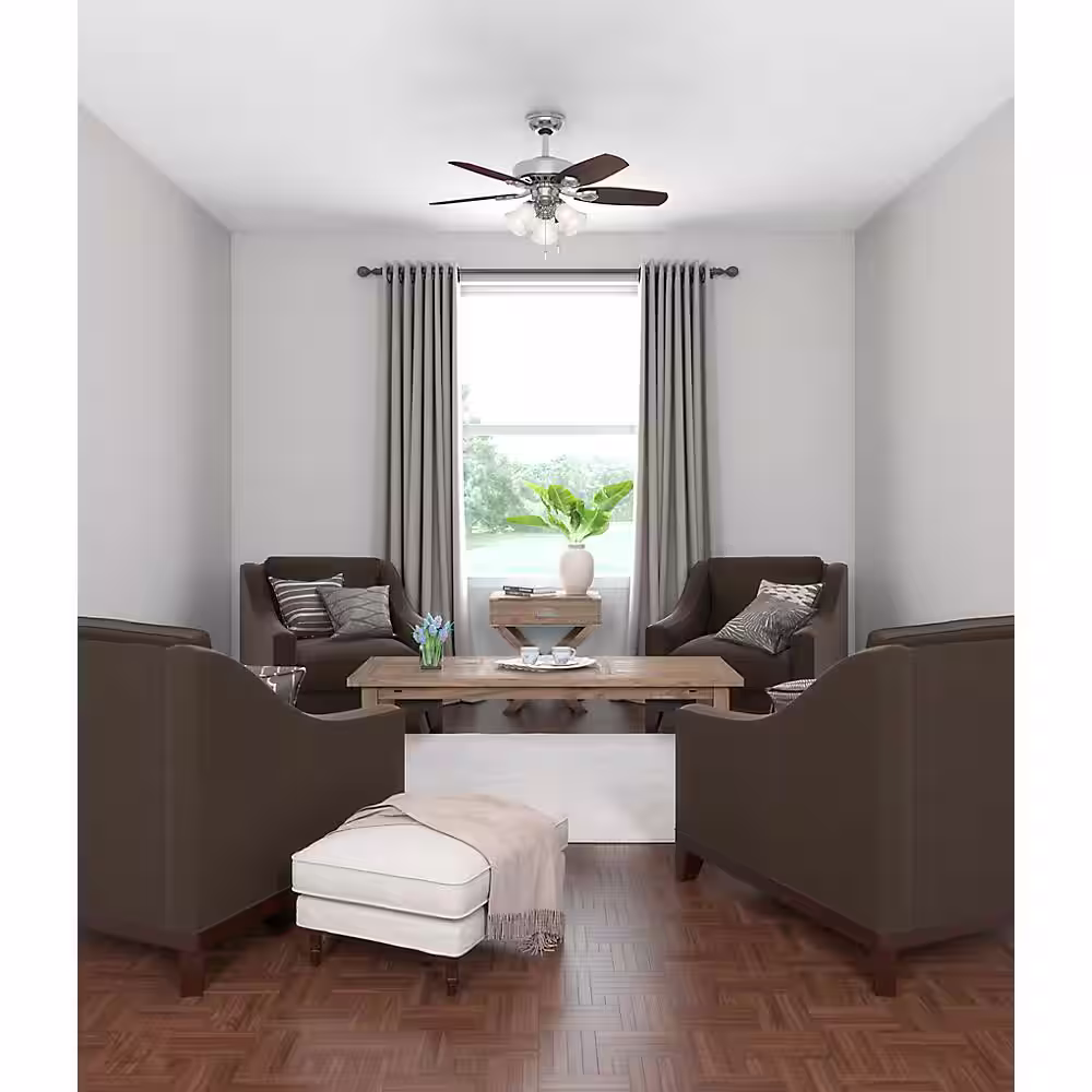 Hunter 42 in. Indoor Brushed Nickel Builder Small Room Ceiling Fan with Light Kit