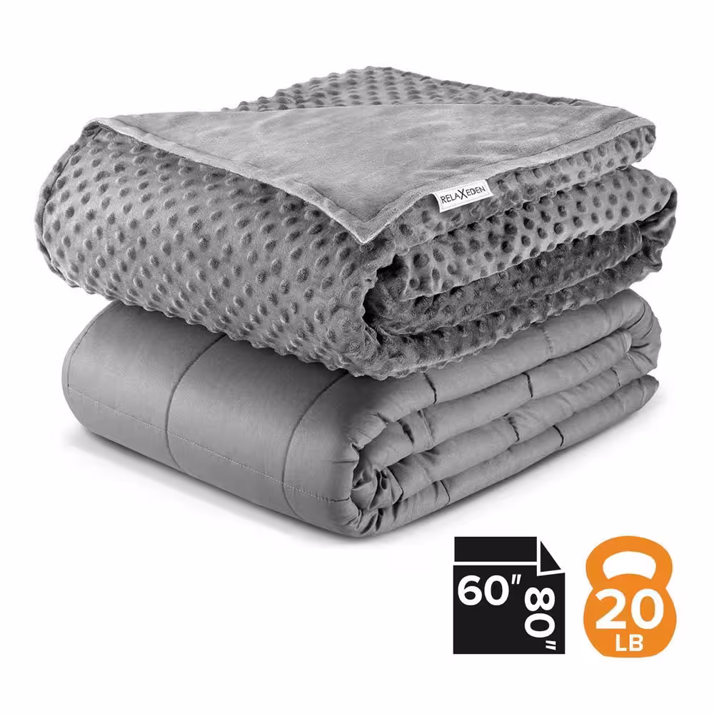 RELAX EDEN w/Grey Adult Cotton Cover, 60 x 80 in., 20 lb. Weighted Blanket