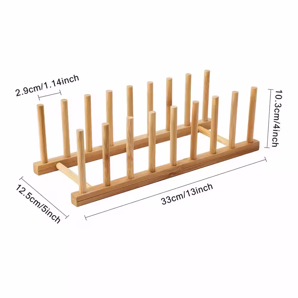 None Single Tier Bamboo Stand Drainer Storage Holder Organizer Kitchen Cabinet Drying Dish Rack