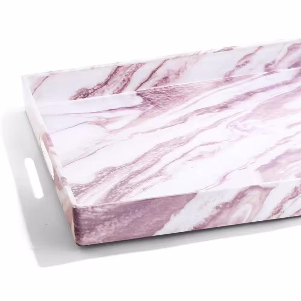 American Atelier Marble Finished White And Brown Serveware Serving Tray