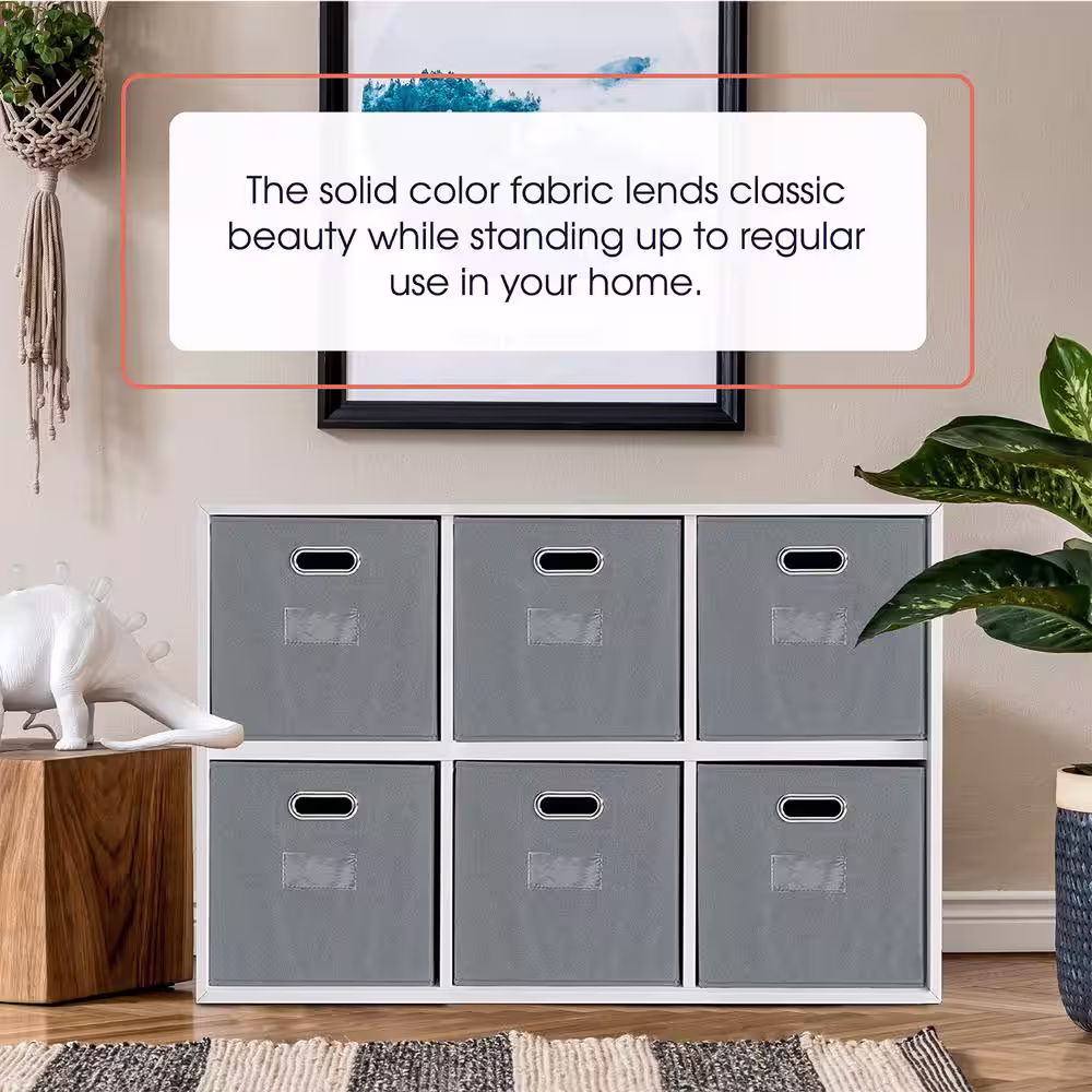 None 6-Pack Foldable Fabric Storage Cube Bins Shelf Basket with Dual Handles and Window Pocket