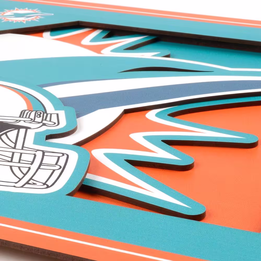 None NFL Miami Dolphins 3D Logo Series Wall Art - 12x12