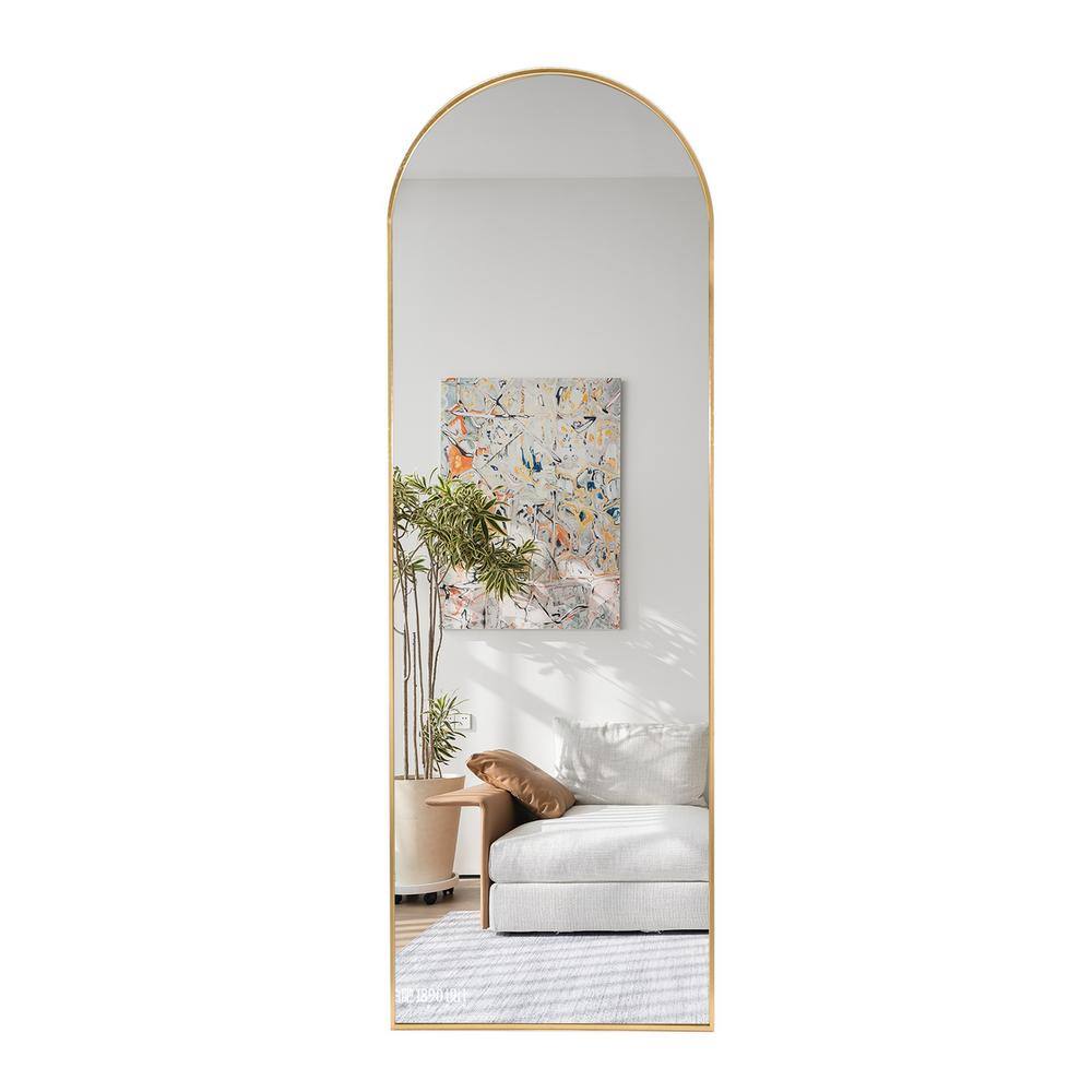 None HUOVTR 65 in. W x 22 in. H Gold Arched Full Length Mirror