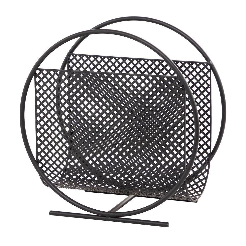 Novogratz Black Standing Magazine Holder with Black Stand