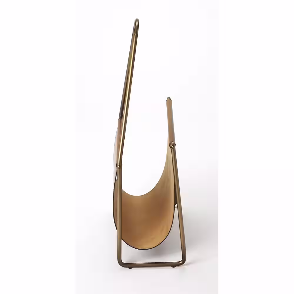 HomeRoots Brown Leather Magazine Basket