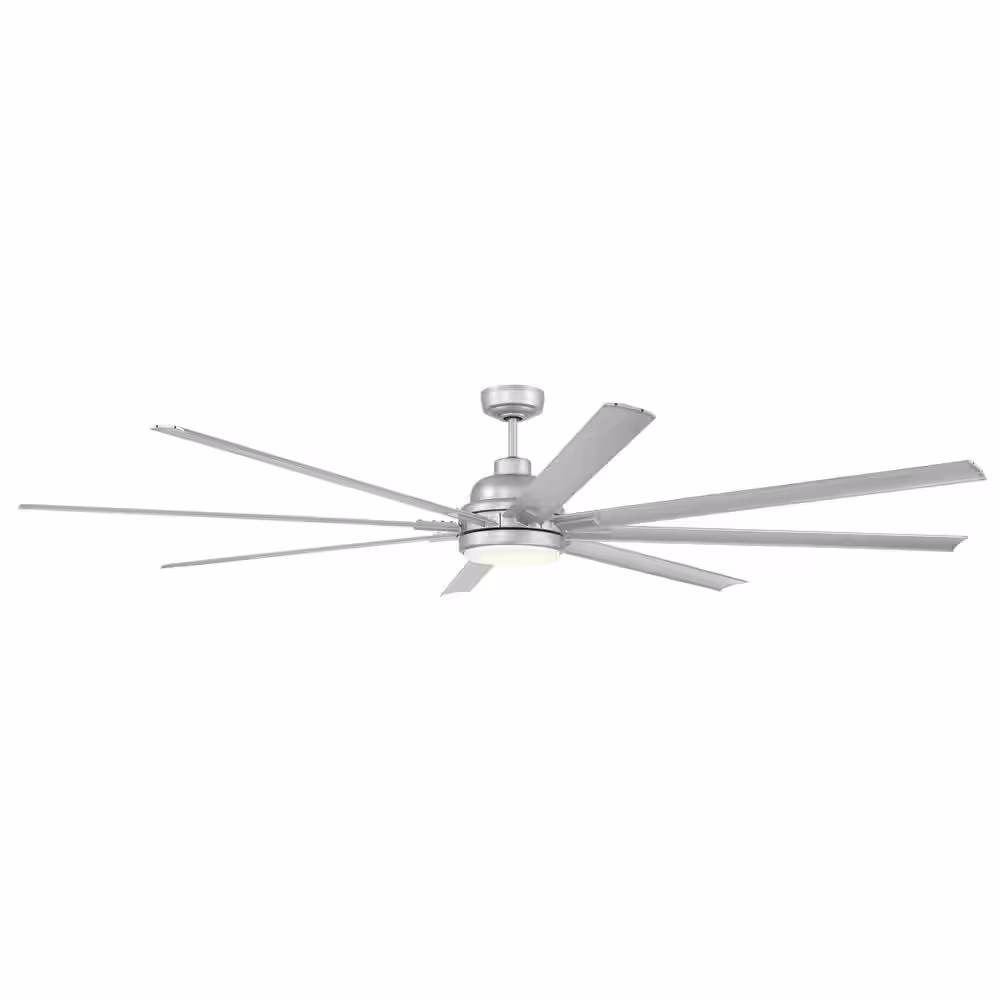 CRAFTMADE Rush 84 in. Integrated LED Indoor/Outdoor Painted Nickel Finish Hangdown Ceiling Fan, Smart WI-FI Enabled Remote & Light