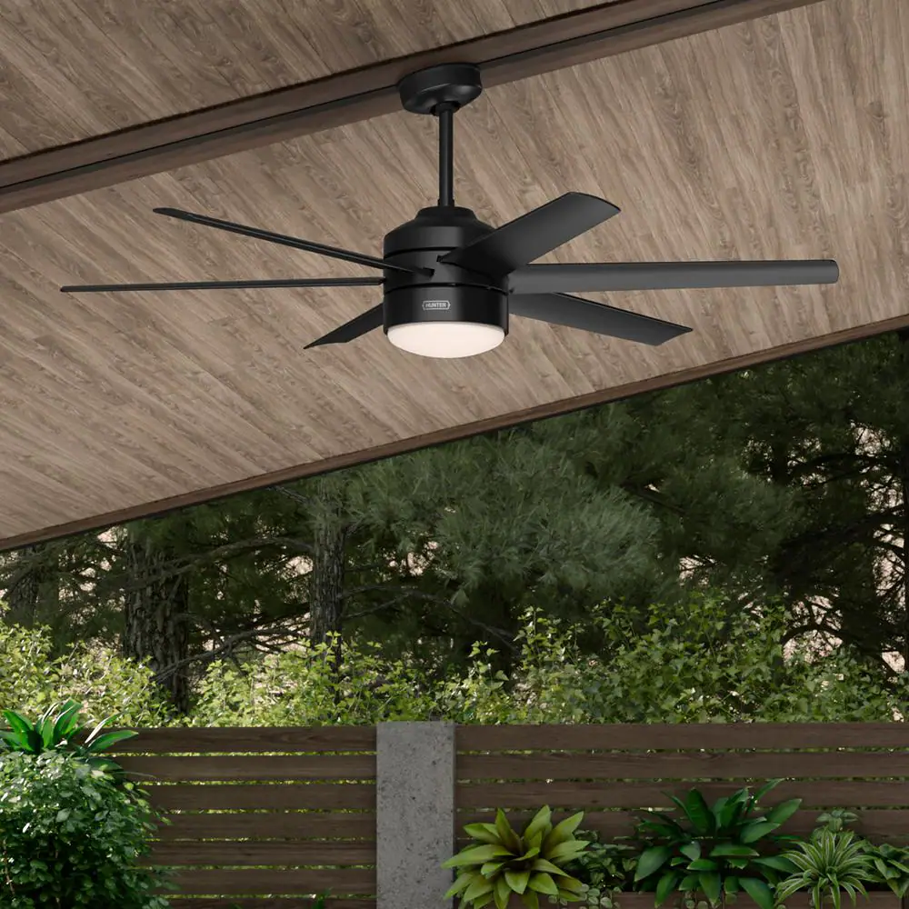 Hunter Invector 60 in. Indoor/Outdoor Matte Black Ceiling Fan with Light and Remote Control