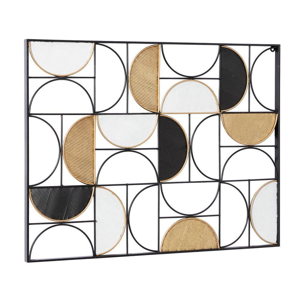 Litton Lane Metal Black Half Moon Geometric Wall Decor with Gold Detailing