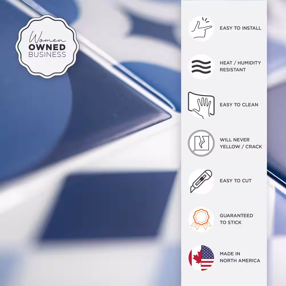 smart tiles Vintage Azur Blue / Yellow 9 in. x 9 in. Vinyl Peel and Stick Tile (2.38 sq. ft./ 4-pack)