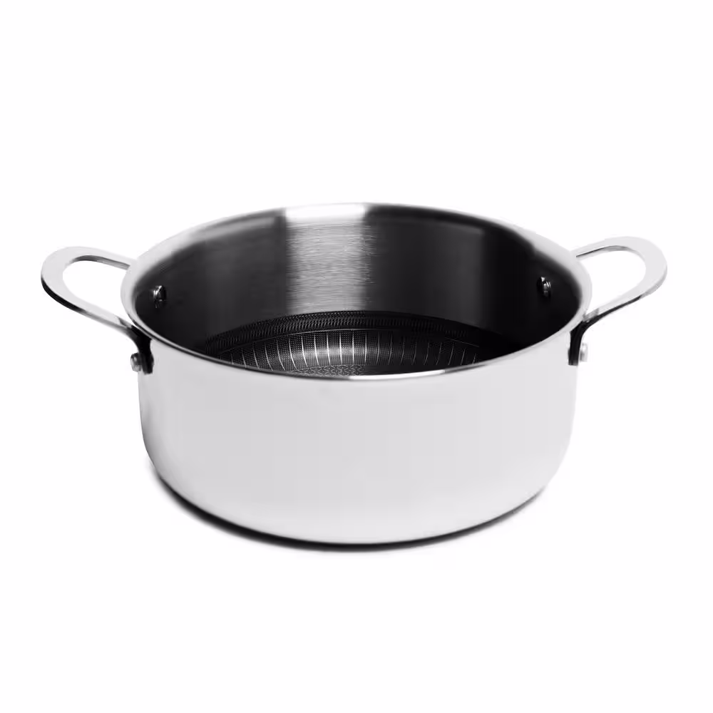None Diamond Tri-ply 4.8 QT. Stainless Steel Nonstick Casserole Soup Pot with Glass Lid