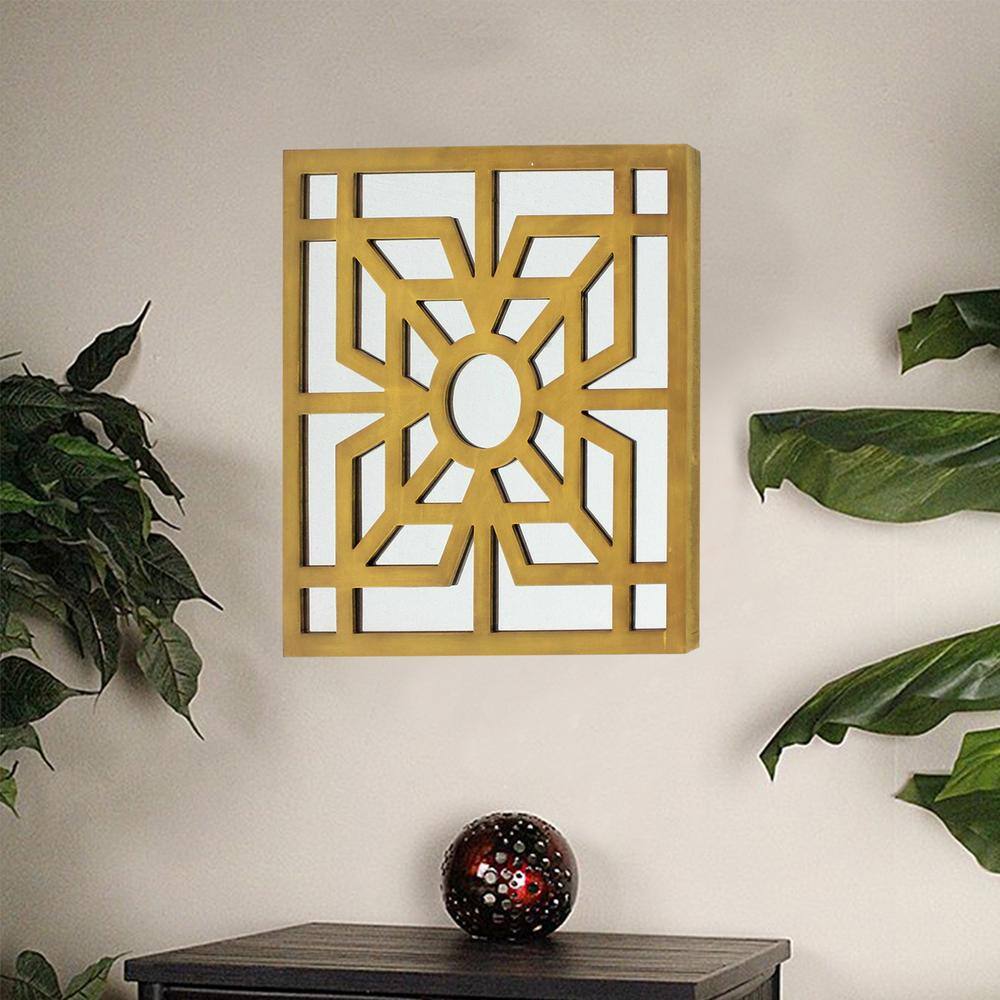 HomeRoots Mariana Bright Gold Modern Mirrored Wooden Wall Decor
