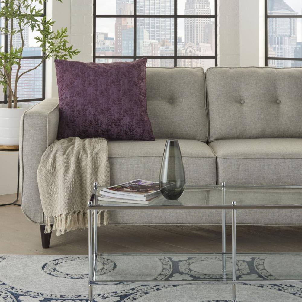 HomeRoots Jordan Plum Geometric Polyester 22 in. x 22 in. Throw Pillow