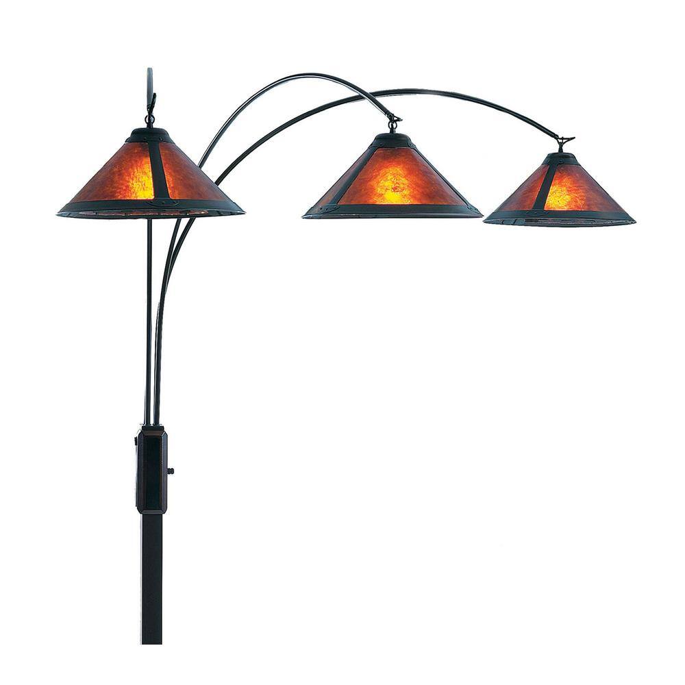 NOVA of California Mica 86 in. 3-Light Dark Brown Arc Lamp