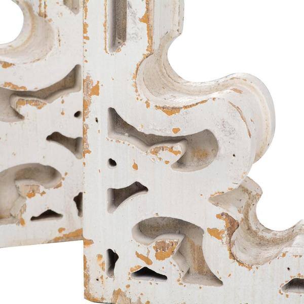 A & B Home Distressed White Kawan Bookends (Set of 2)