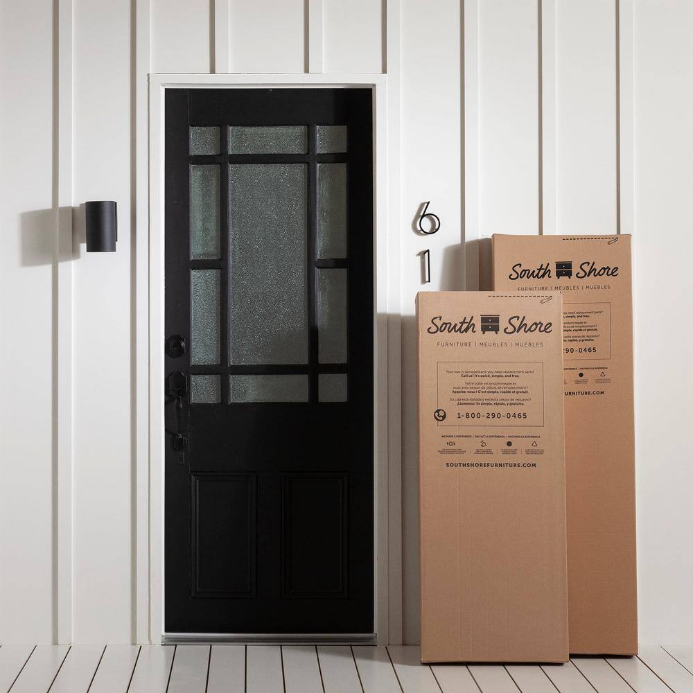 South Shore Myro Kitchen Island, Faux White Marble and White