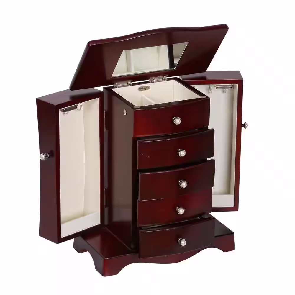Mele & Co Bette Mahogany Finish Wooden Jewelry Box