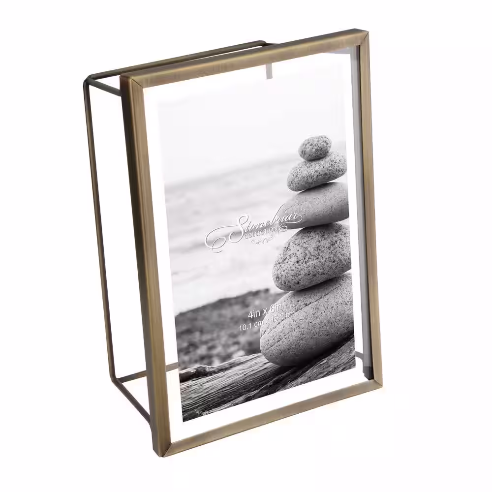 Stonebriar Collection 4 in. x 6 in. Brushed Antique Brass Picture Frame