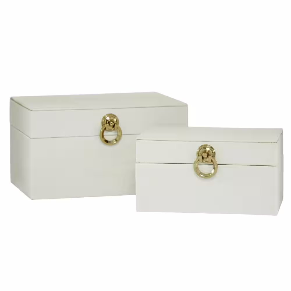 CosmoLiving by Cosmopolitan White Metal Glam Decorative Box (Set of 2)