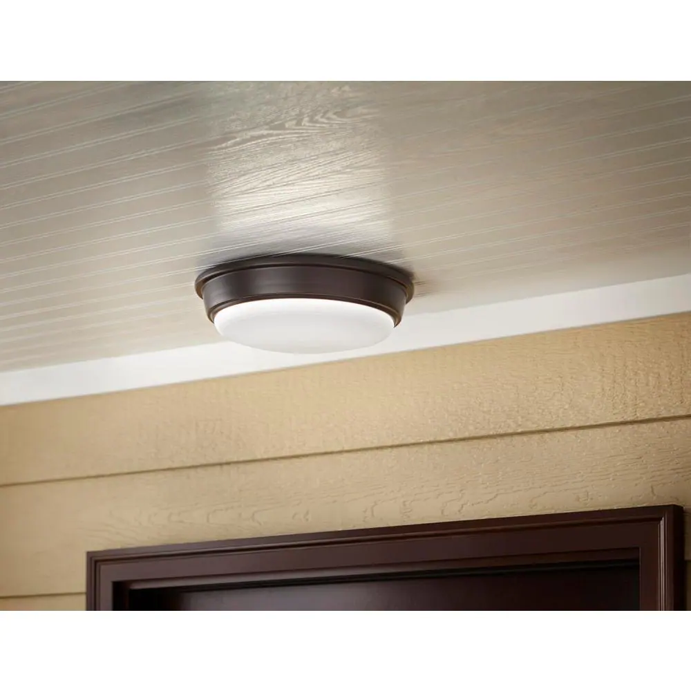 Hampton Bay 11 in. Oil Rubbed Bronze Integrated LED Outdoor Flush Mount Ceiling Light