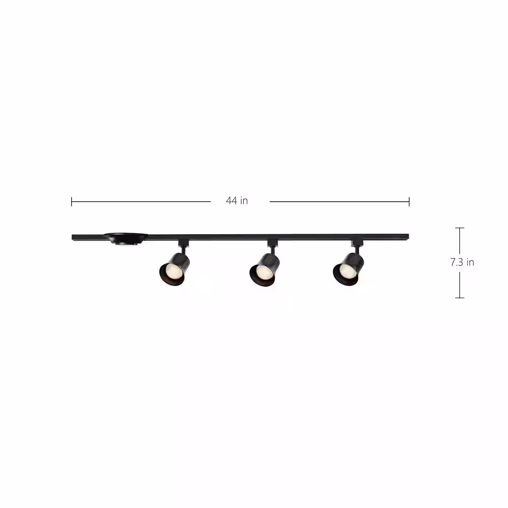 Hampton Bay Flared Black 3-Light Integrated LED Linear Track Step Head