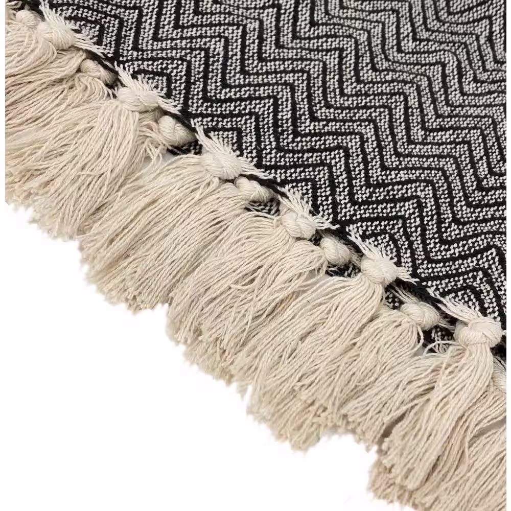 Harper Lane Mishka Cotton Chevron Black 50 in. x 60 in. Throw