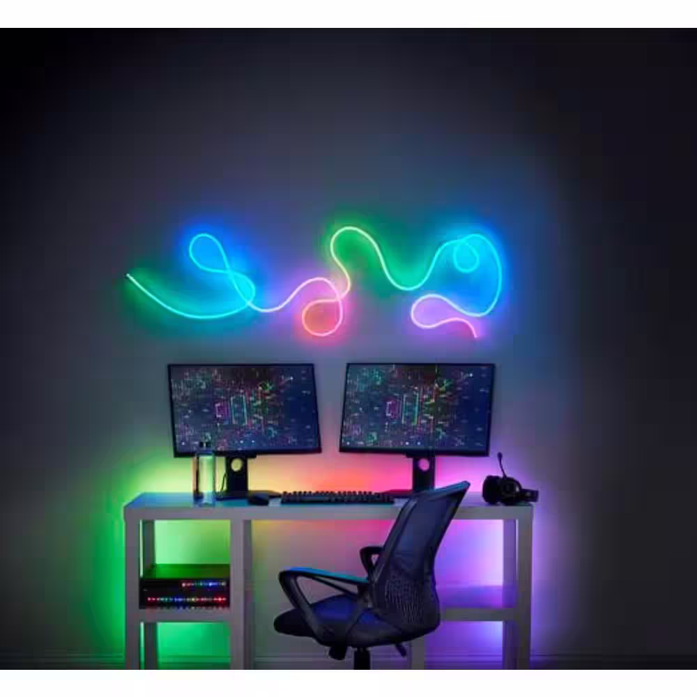 EcoSmart 16.4 ft. Smart RGBWIC Dynamic Color Changing Dimmable Plug-In LED Neon Flex Strip Light Powered by Hubspace