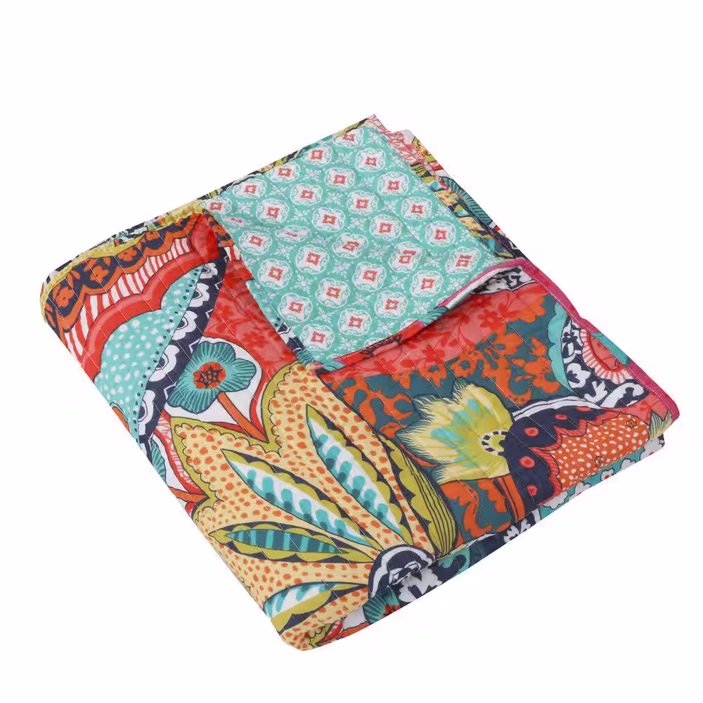 LEVTEX HOME Jules Multi-Colored Quilted Cotton Throw Blanket