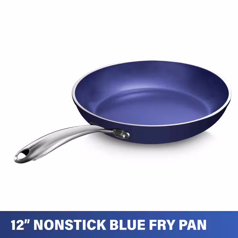 GRANITESTONE Classic Blue 12 in. Aluminum Ultra-Durable Non-Stick Diamond Infused Round Fry Pan