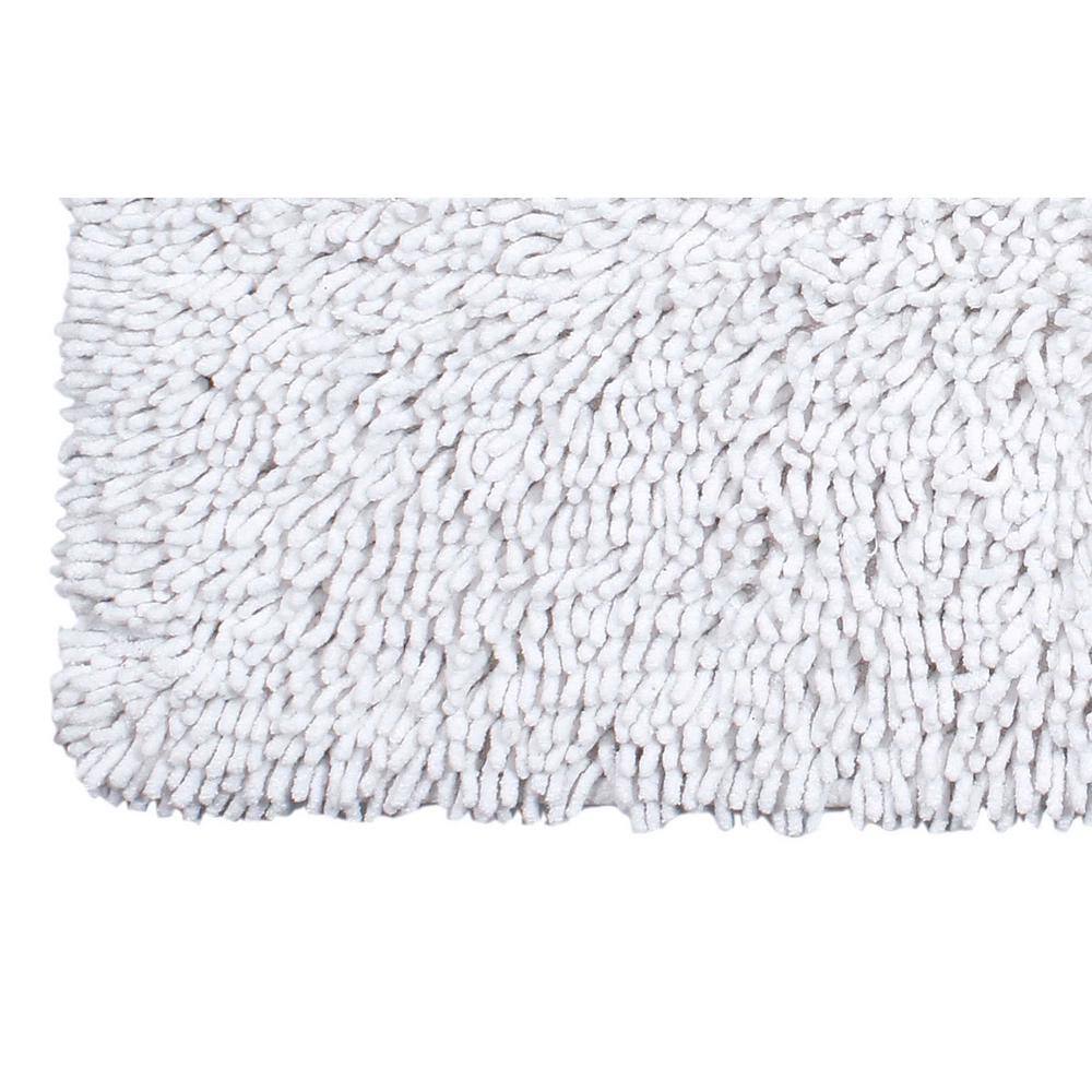 None Shaggy Lux Collection 24 in. x 36 in. White Cotton Bath Rug
