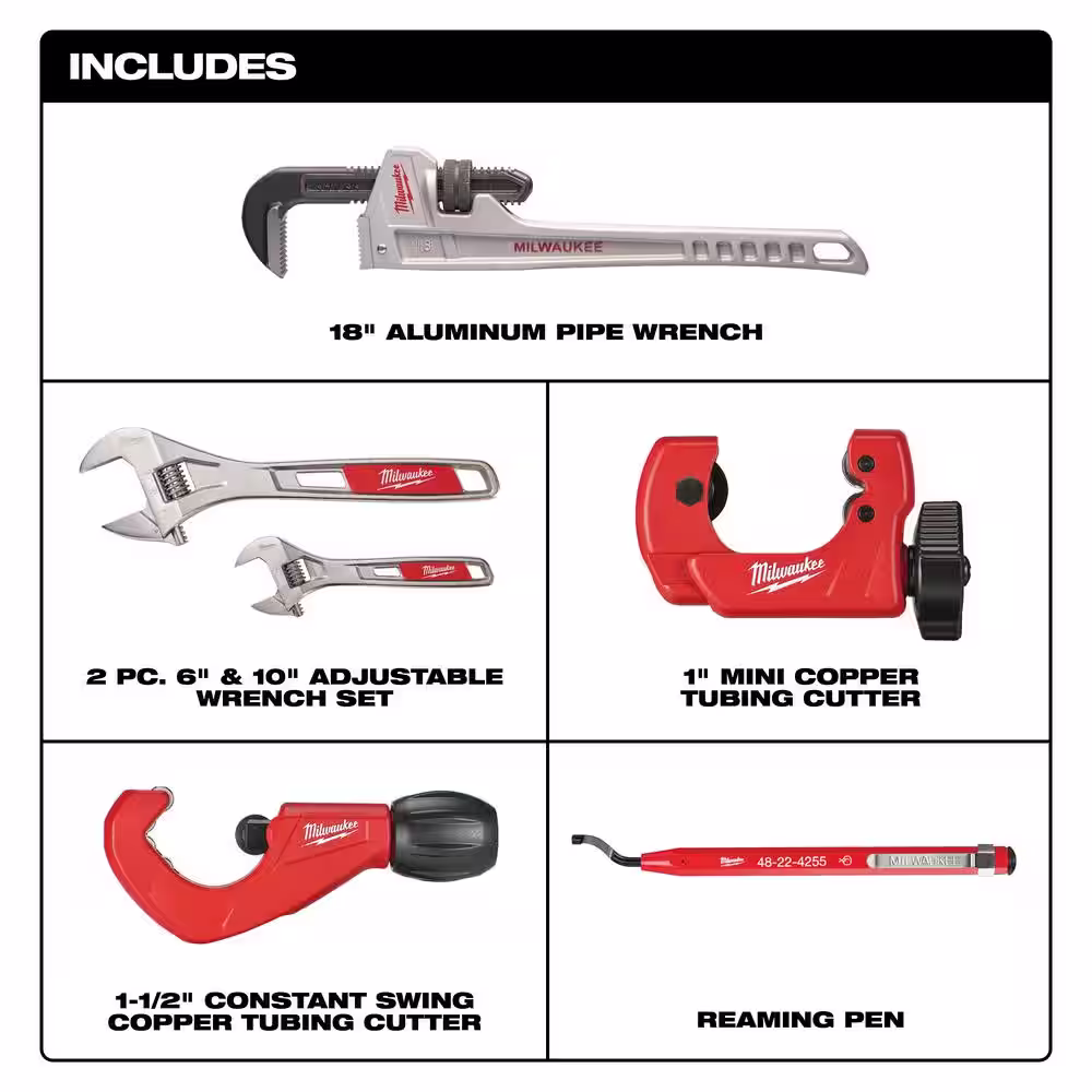 Milwaukee 18 in. Plumbers Hand Tool Set (6-Piece)