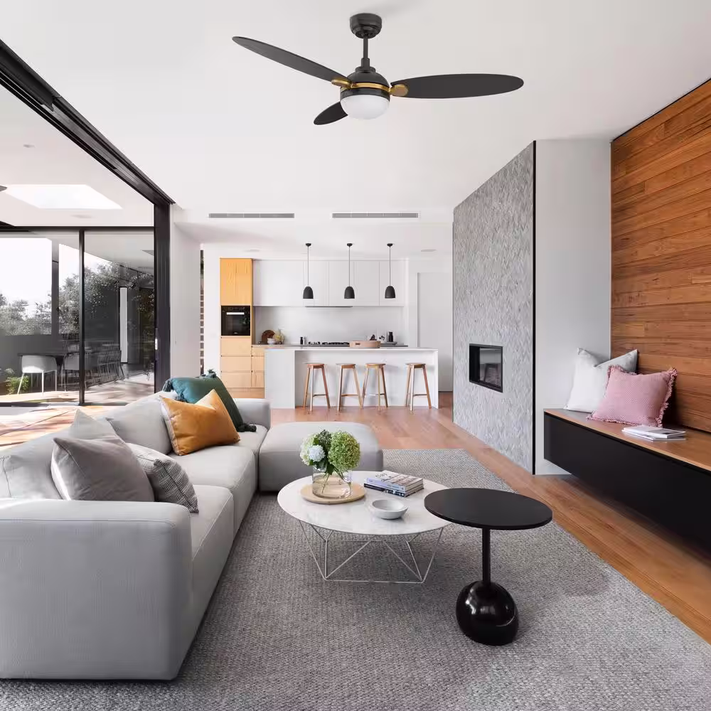 CARRO Raddix 52 in. Dimmable LED Indoor/Outdoor Black Smart Ceiling Fan with Light and Remote, Works with Alexa/Google Home